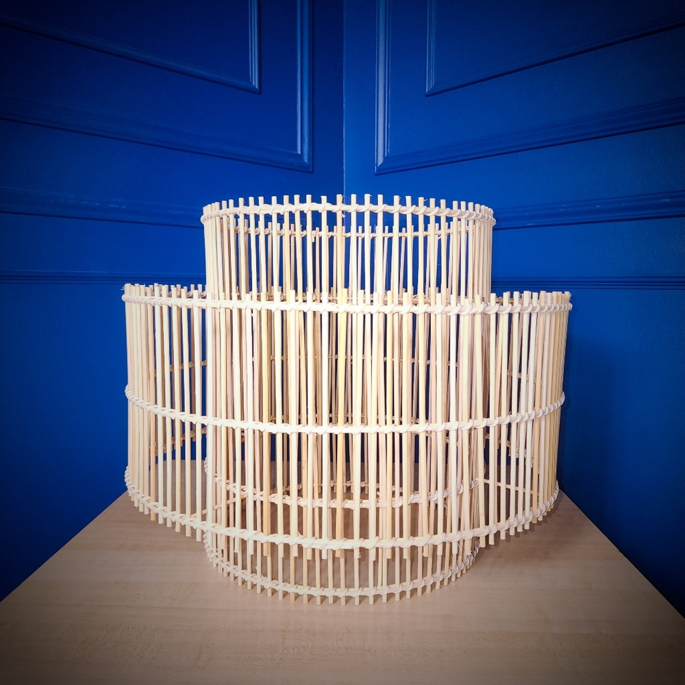 Wicker Rattan Tiered Chandelier - Picture 1 of 5